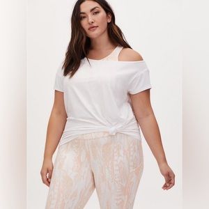 Torrid Tech Jersey Off Shoulder Active Tee White 4X